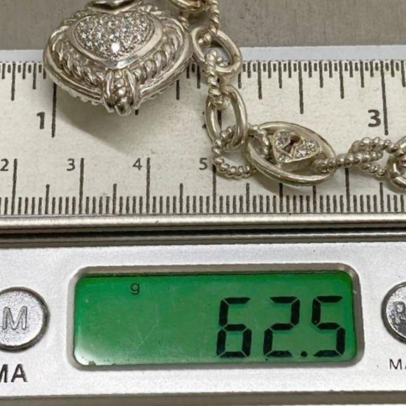 Judith Ripka Sterling Twisted Cable Necklace w/ CV accents PLUS CV Heart Pendant - Picture 5 of 6